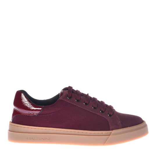 Leather and burgundy nappa sneakers