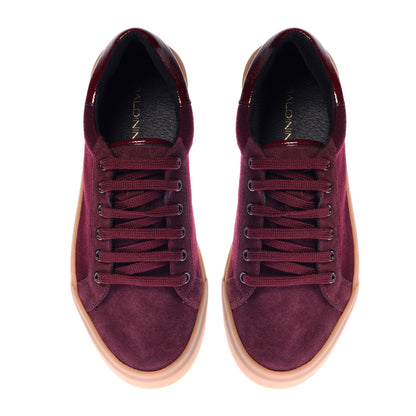 Leather and burgundy nappa sneakers