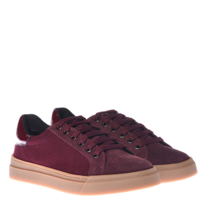 Leather and burgundy nappa sneakers