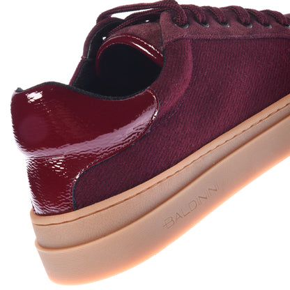 Leather and burgundy nappa sneakers