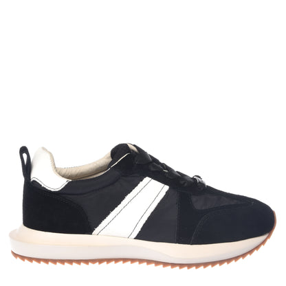 Black leather and nylon sneakers