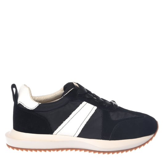 Baskets cuir et nylon noir﻿