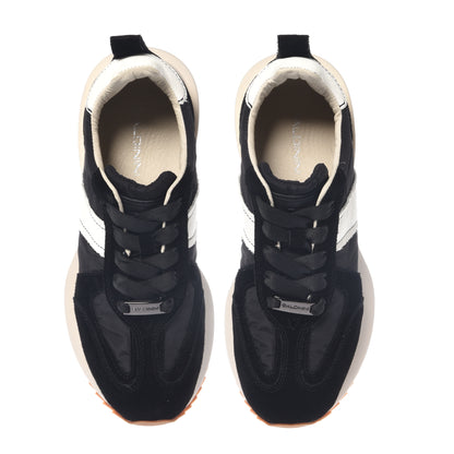 Black leather and nylon sneakers