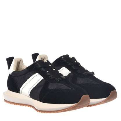 Black leather and nylon sneakers