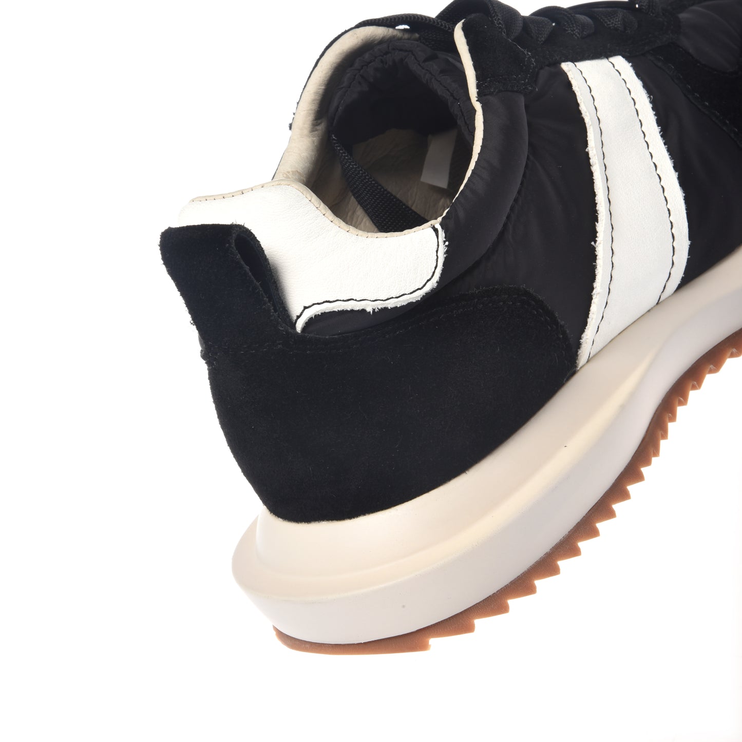 Black leather and nylon sneakers