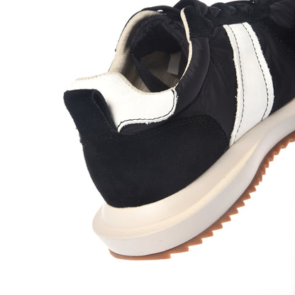 Black leather and nylon sneakers