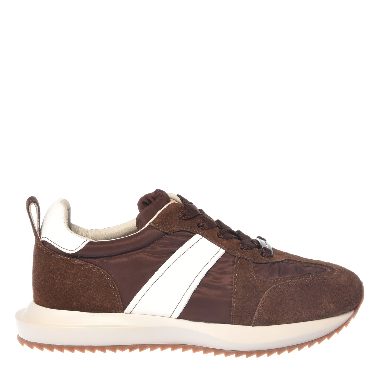 Baskets cuir et nylon marron