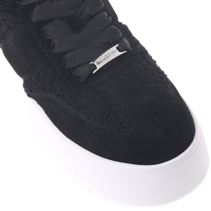 Sneaker in pelle scamosciata e montone nera
