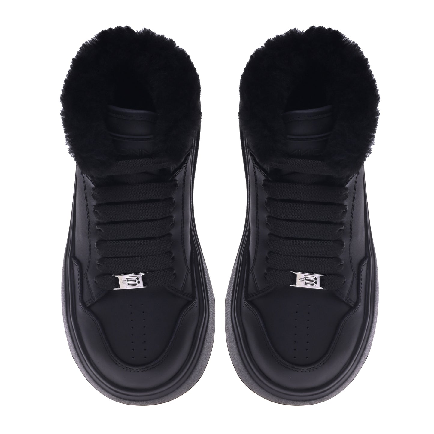 Black leather sneakers