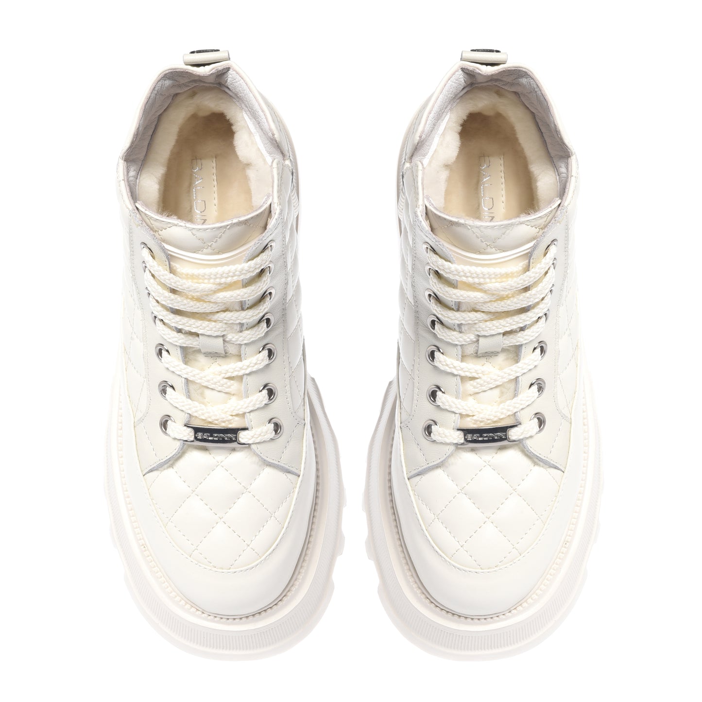 White quilted leather ankle boots