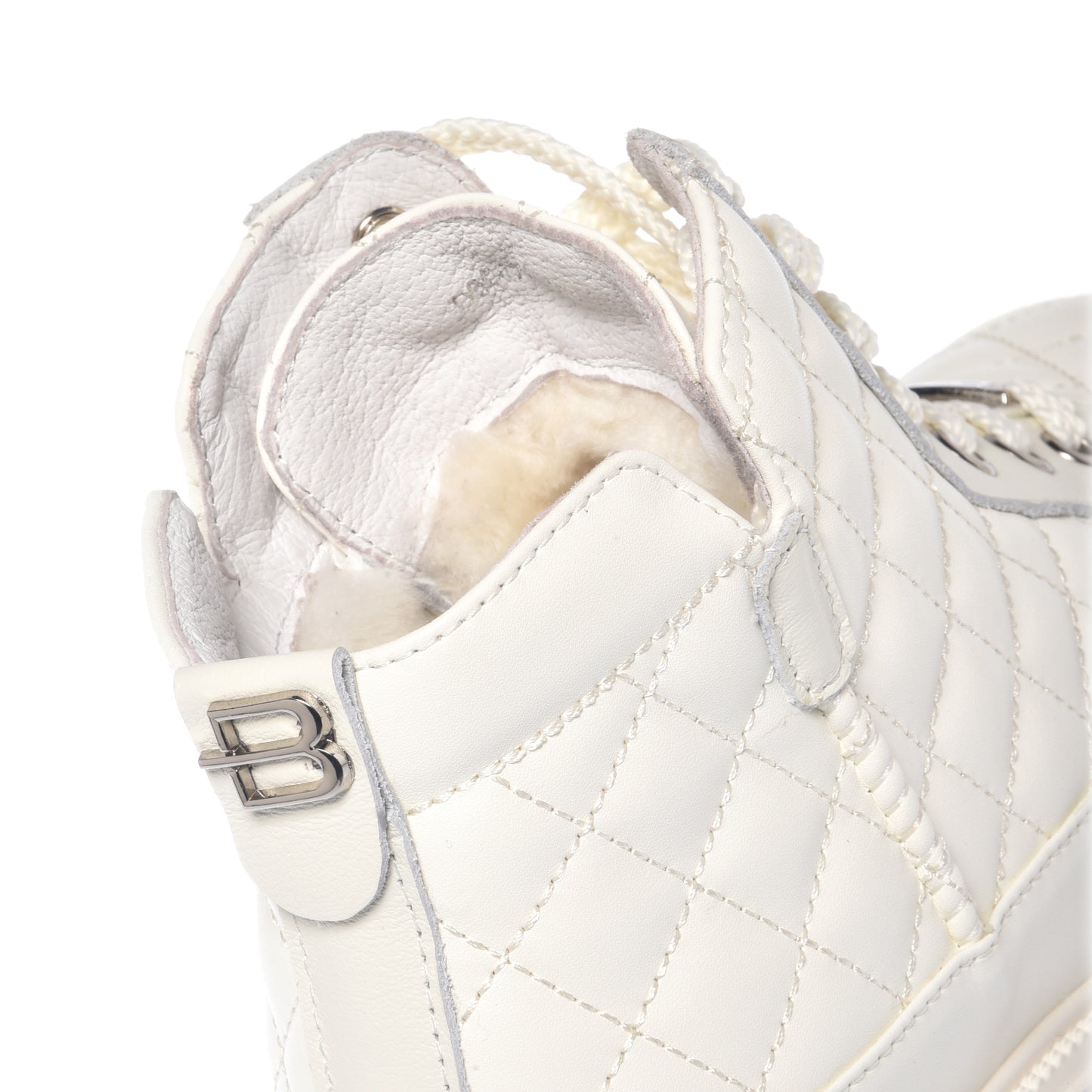 White quilted leather ankle boots