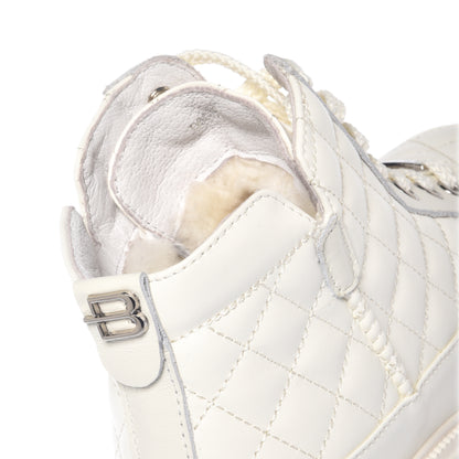 White quilted leather ankle boots