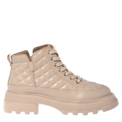 Nude quilted leather ankle boots