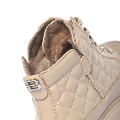Nude quilted leather ankle boots