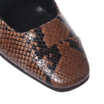 Ballerine con stampa serpente marrone