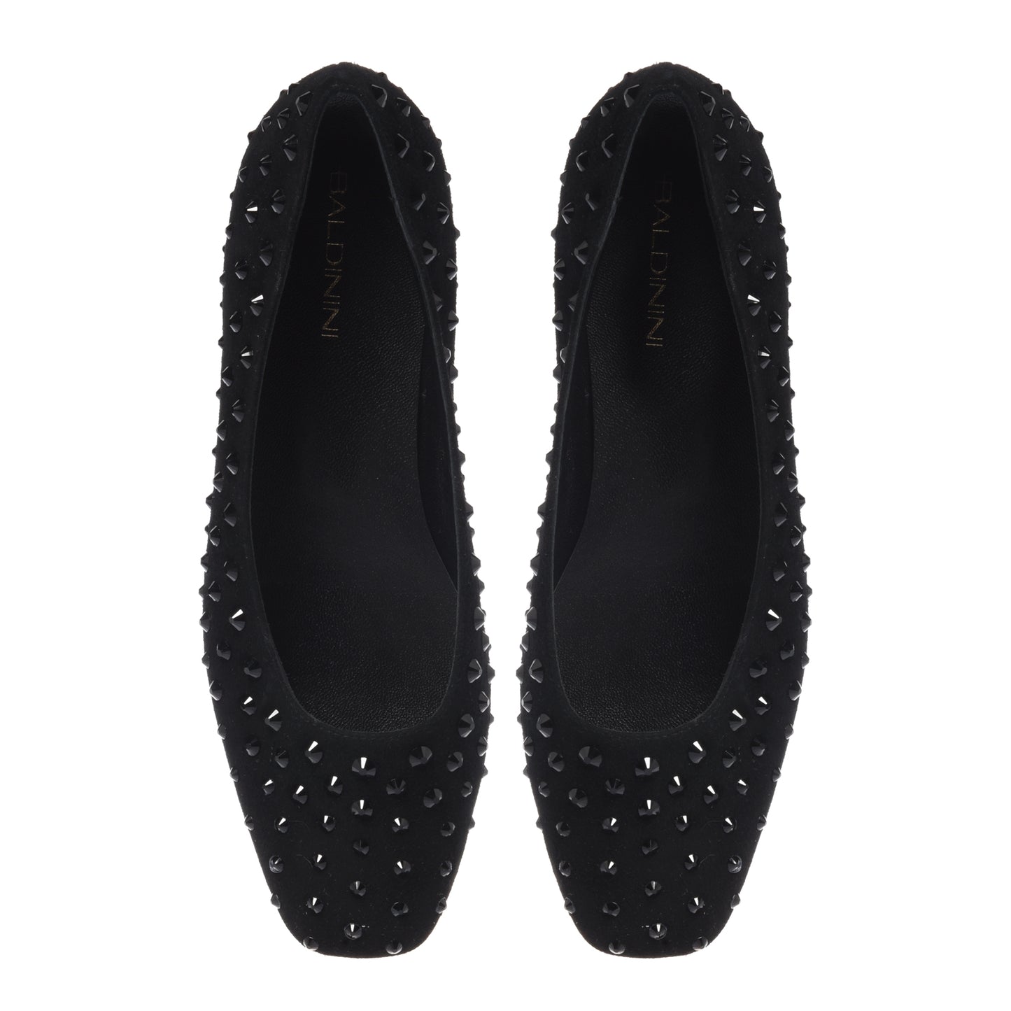 Ballerine in camoscio nero con strass