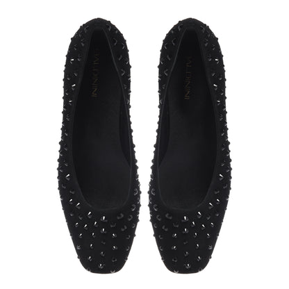 Ballerine in camoscio nero con strass