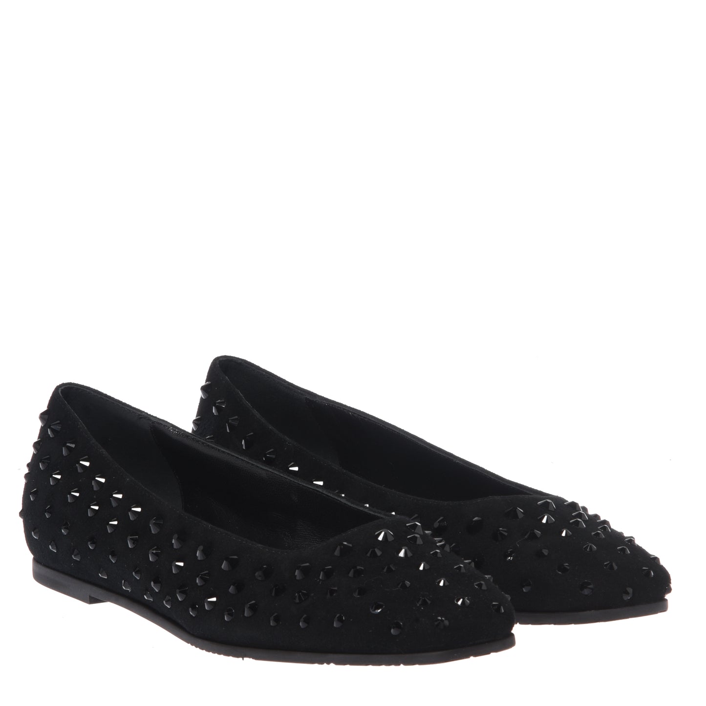 Ballerine in camoscio nero con strass