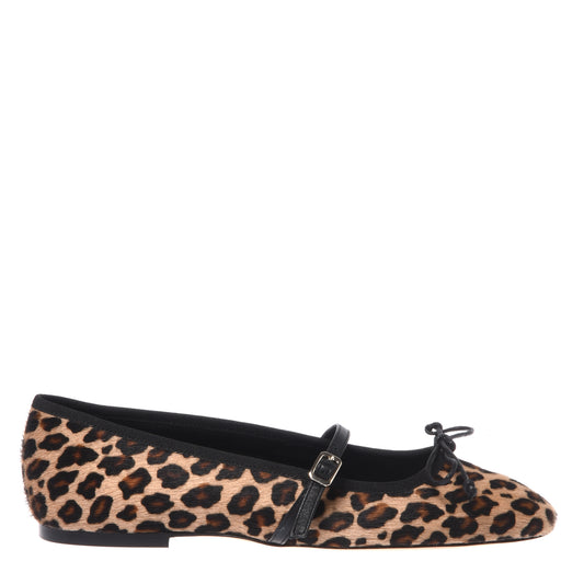 Leopard print suede ballerinas