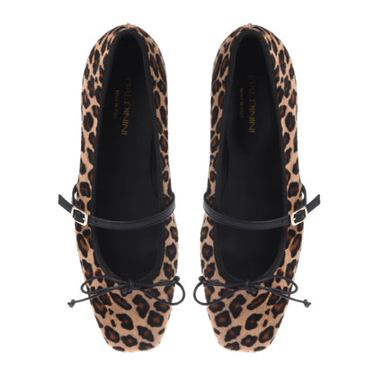 Leopard print suede ballerinas