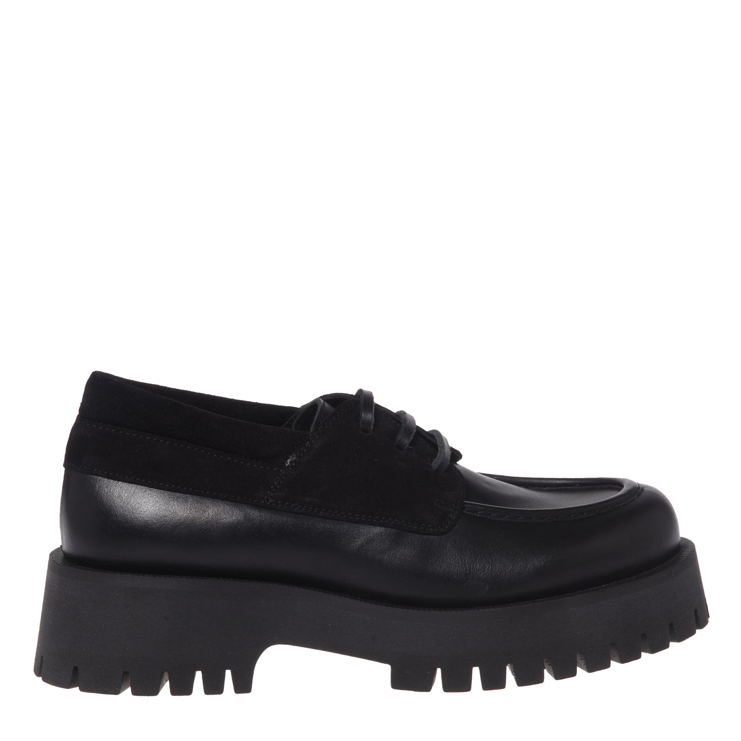 Black leather lace-up shoes