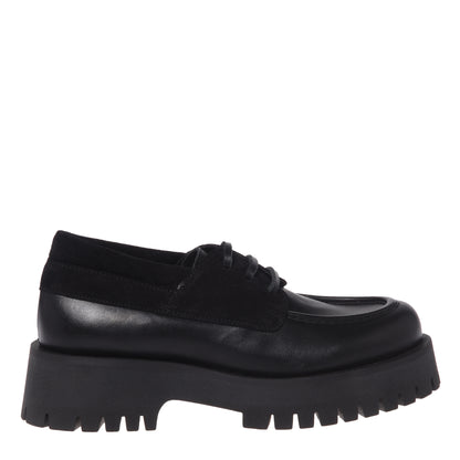 Black leather lace-up shoes