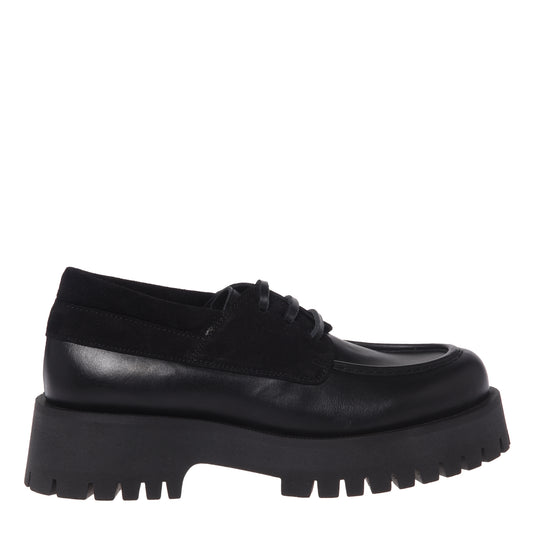 Black leather lace-up shoes