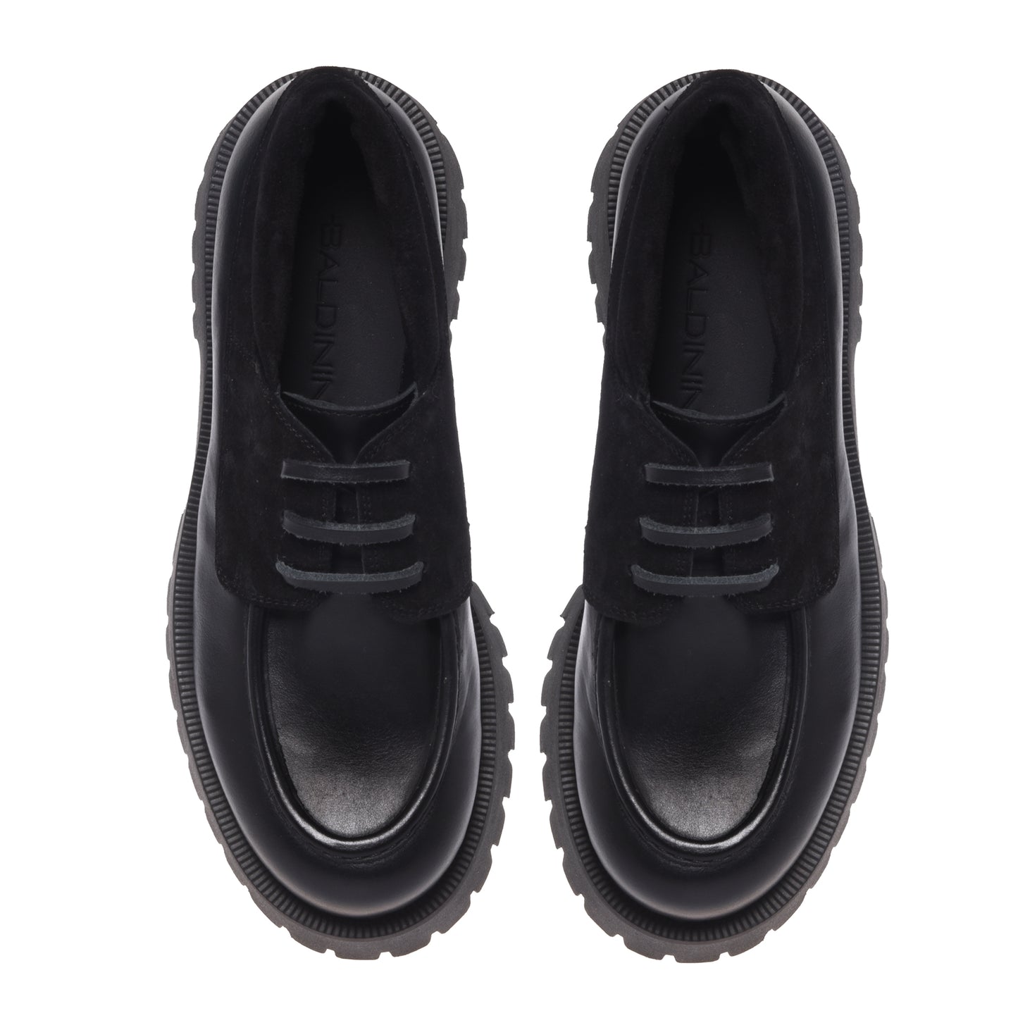 Black leather lace-up shoes