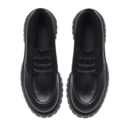 Black leather lace-up shoes