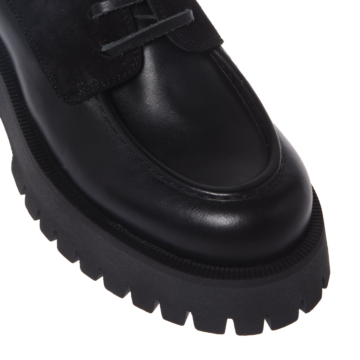 Black leather lace-up shoes