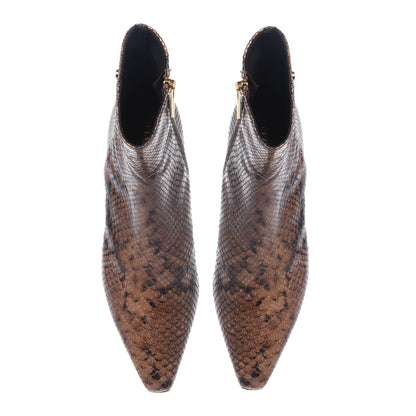 Brown snakeskin pattern ankle boots