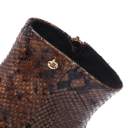 Brown snakeskin pattern ankle boots
