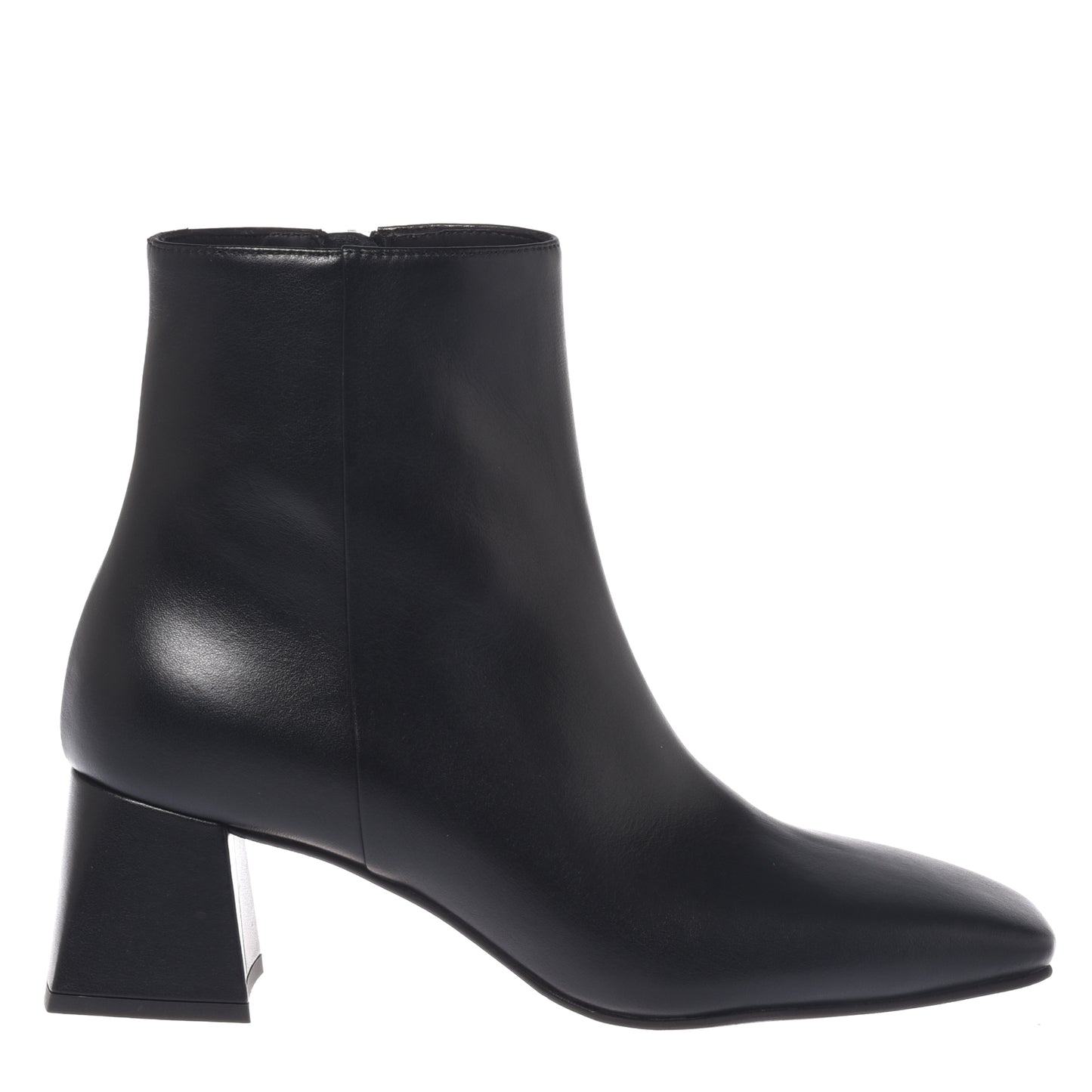 Black leather ankle boots