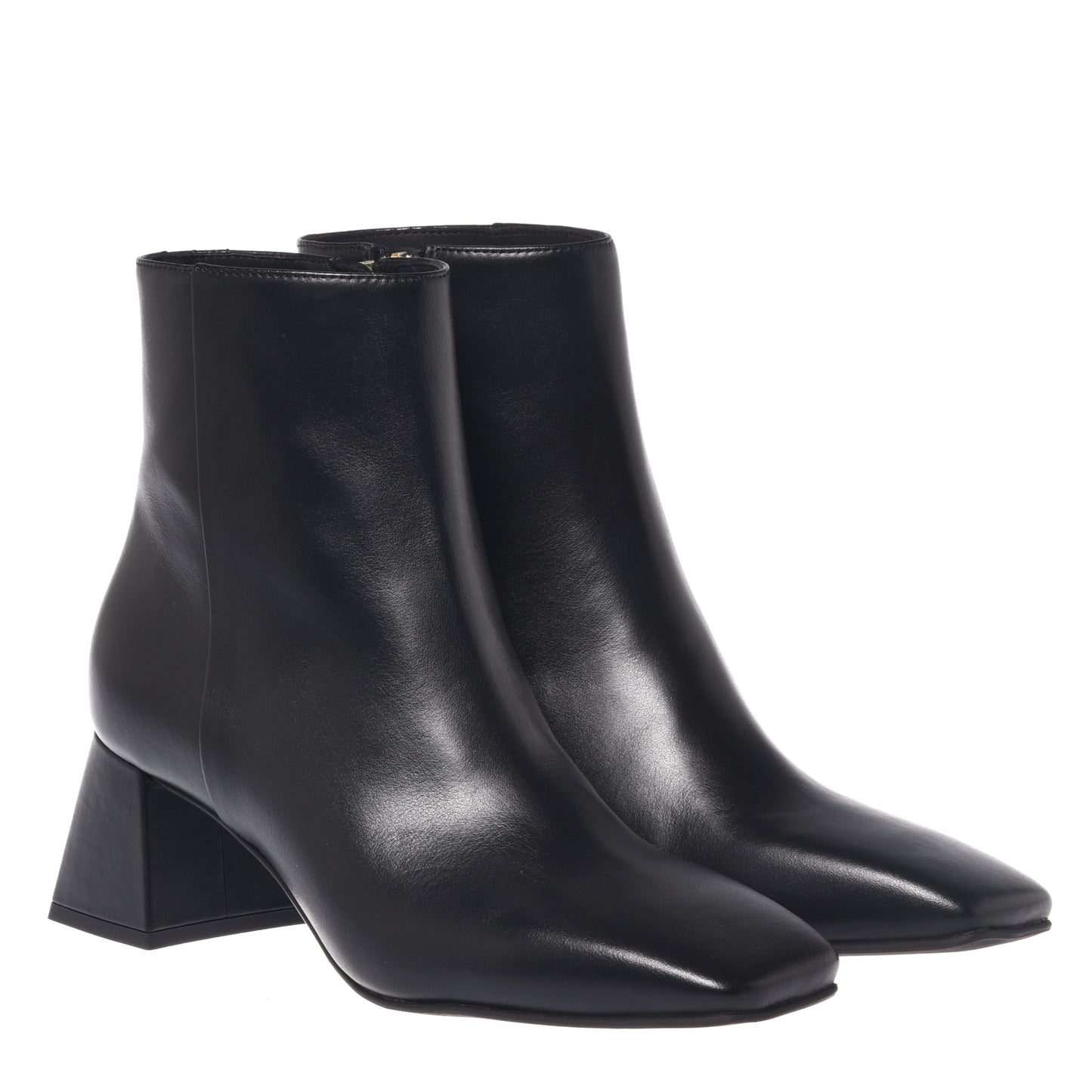 Black leather ankle boots