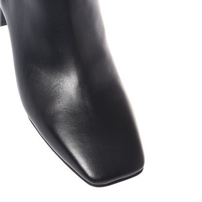 Black leather ankle boots