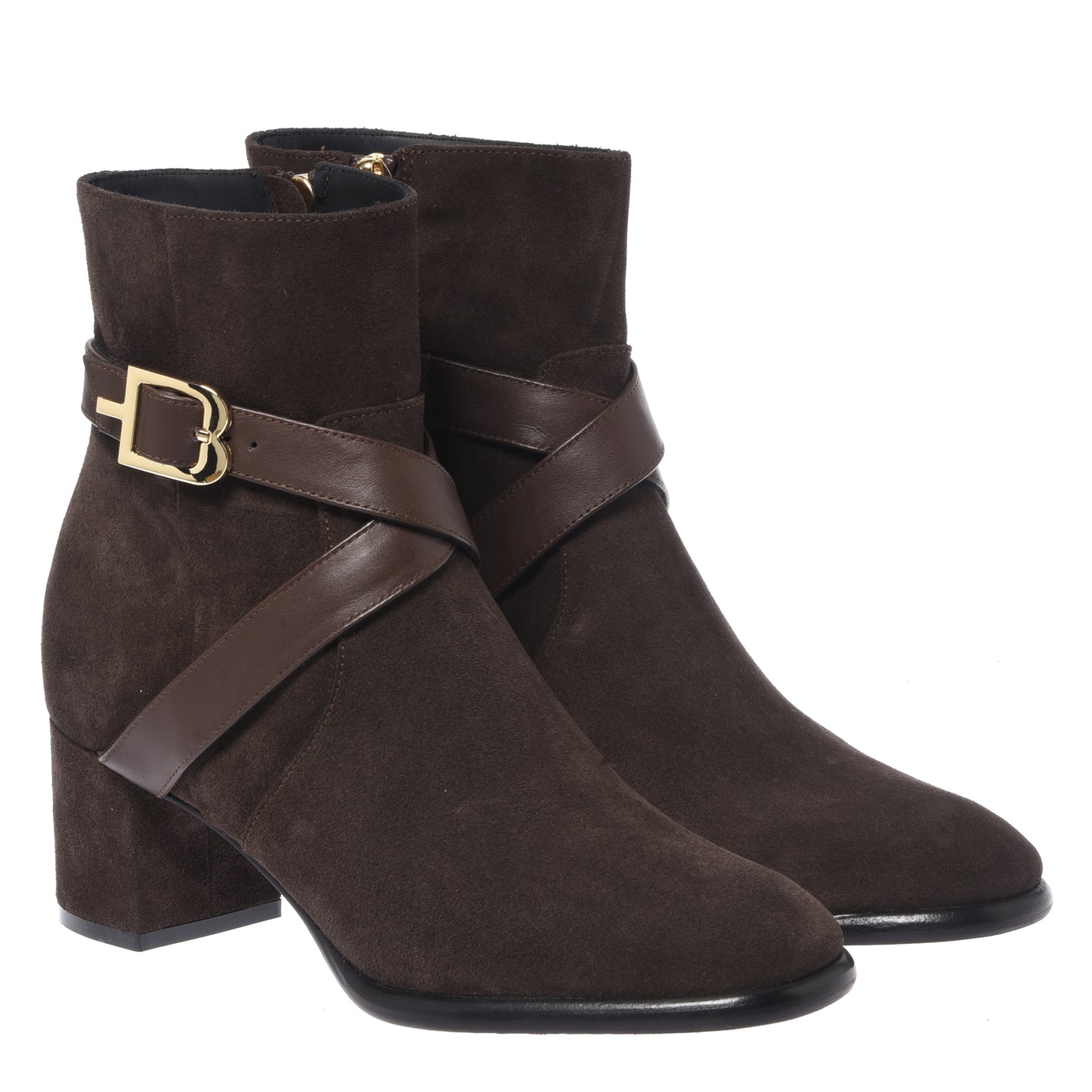 Stivaletti in pelle scamosciata e marrone scuro