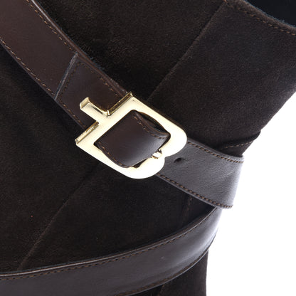 Stivaletti in pelle scamosciata e marrone scuro