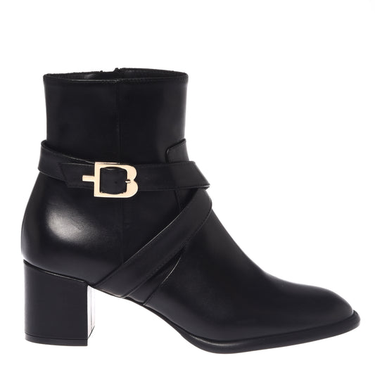 Black leather ankle boots