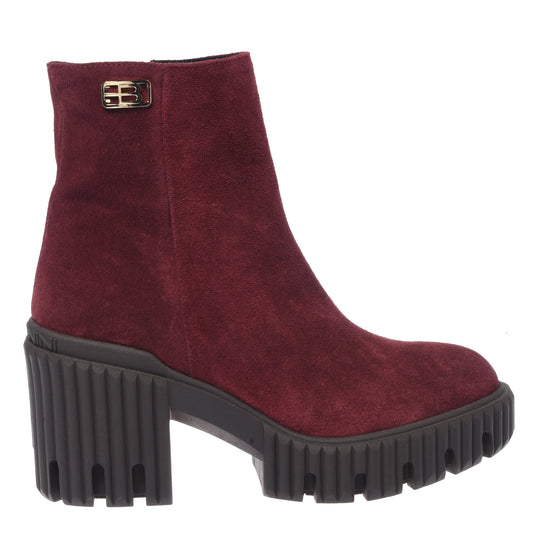 Burgundy suede ankle boots