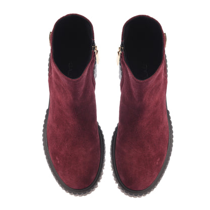 Stivaletti in pelle scamosciata bordeaux