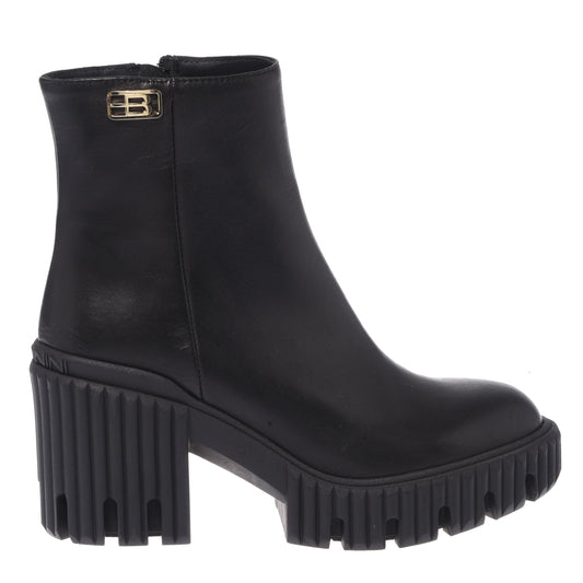 Black leather ankle boots