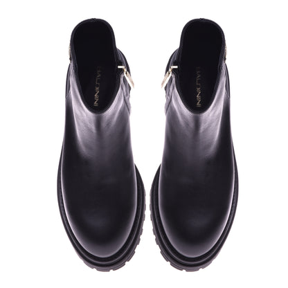 Black leather ankle boots