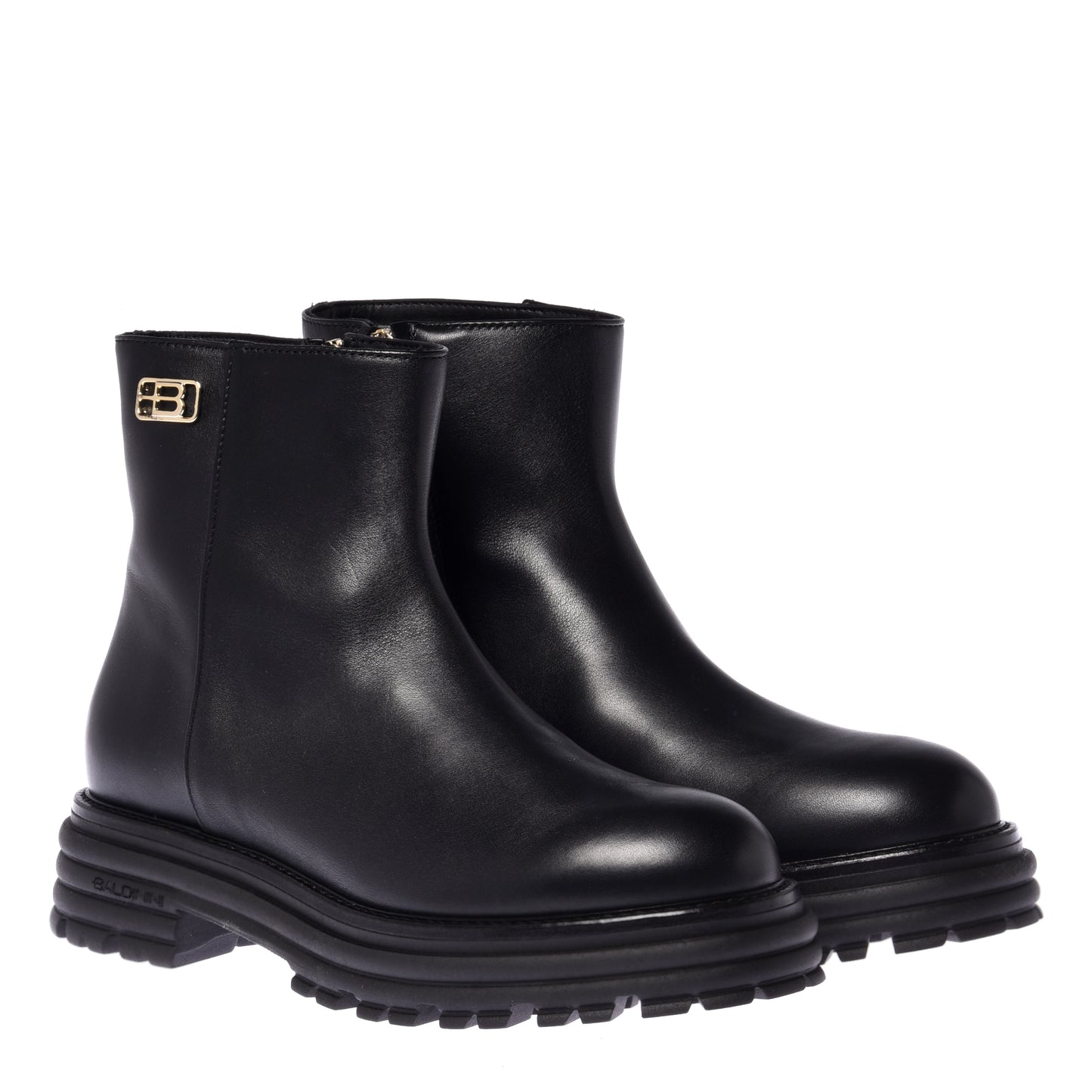 Black leather ankle boots