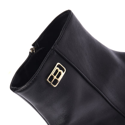 Black leather ankle boots