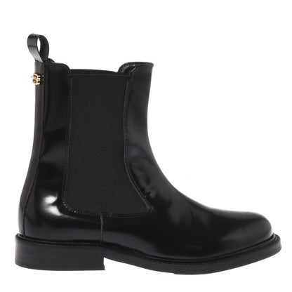 Black sanded leather ankle boots