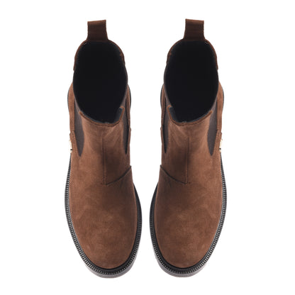Brown suede ankle boots