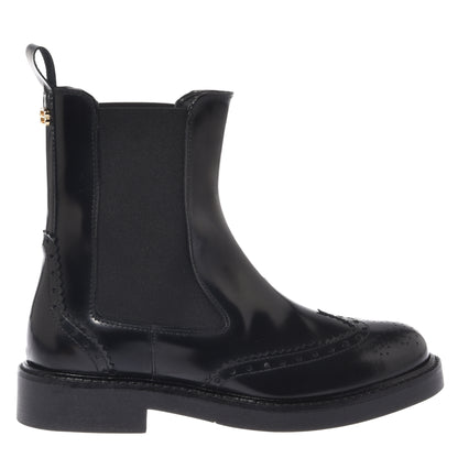 Black sanded leather ankle boots