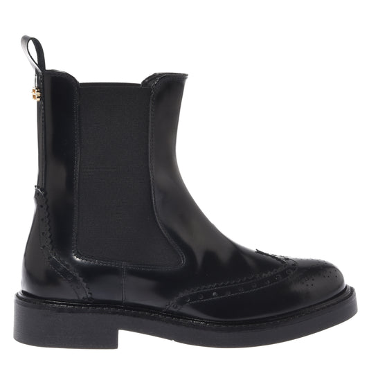 Black sanded leather ankle boots