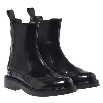 Black sanded leather ankle boots