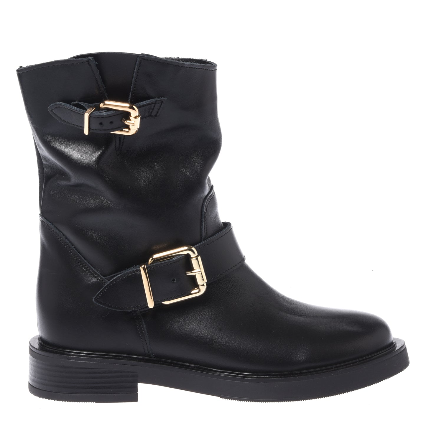 Black leather ankle boots